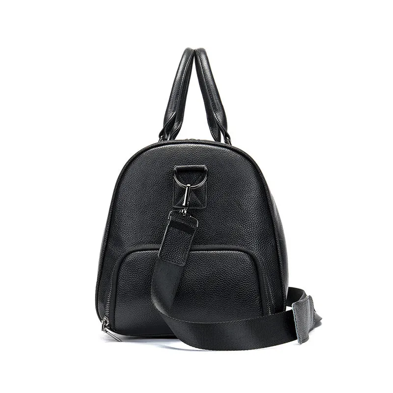 Full Grain Leather Duffle Bag With Shoes Compartment Casual Leather Travel Bag Mens Leather Weekender Bag
