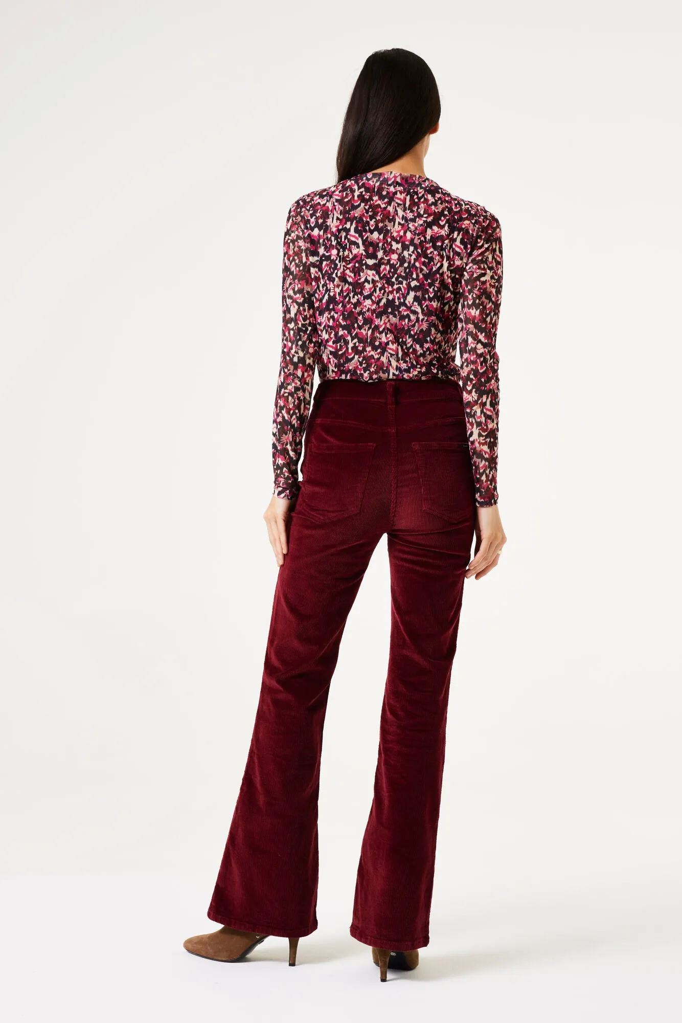 Garcia Millie Mesh Top - Cabernet Print