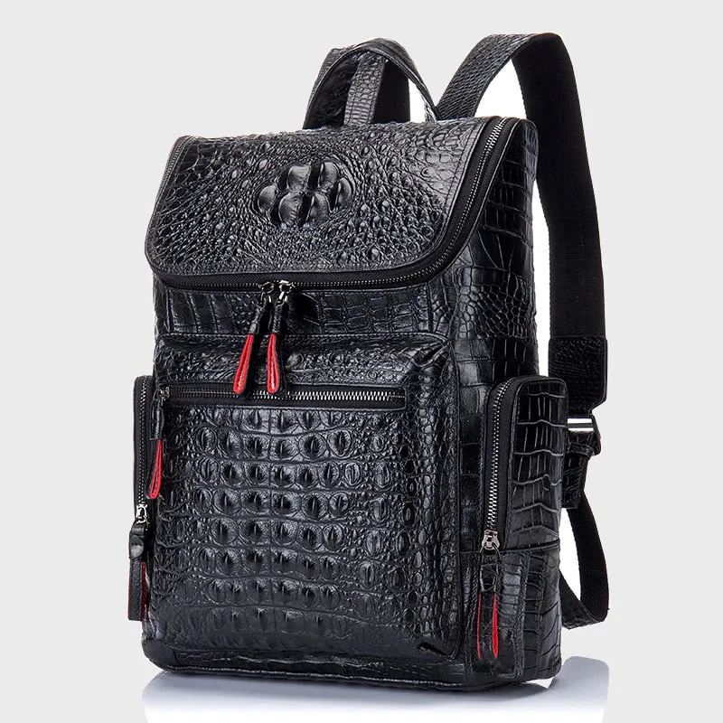 Genuine Leather Backpack Women Men for Laptop High Quality Travel Bag Casual Luxury Backpack Man Crocodile Leather Rucksack