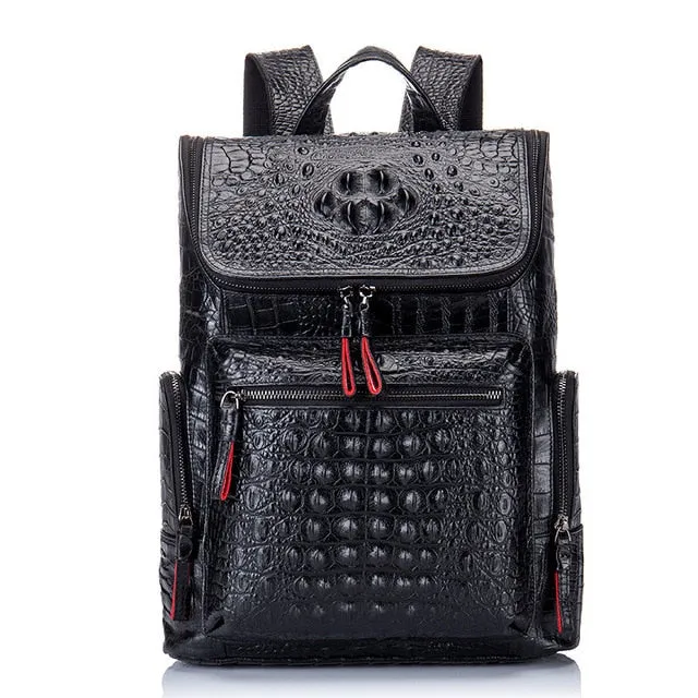 Genuine Leather Backpack Women Men for Laptop High Quality Travel Bag Casual Luxury Backpack Man Crocodile Leather Rucksack