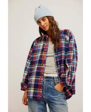 Girl Meets Boy Plaid Shirt Navy Combo
