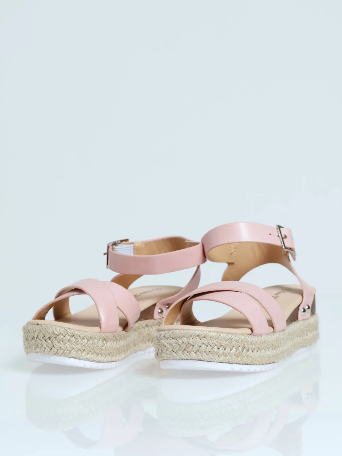 Girls Crossover Espadrille Wedge - Blush