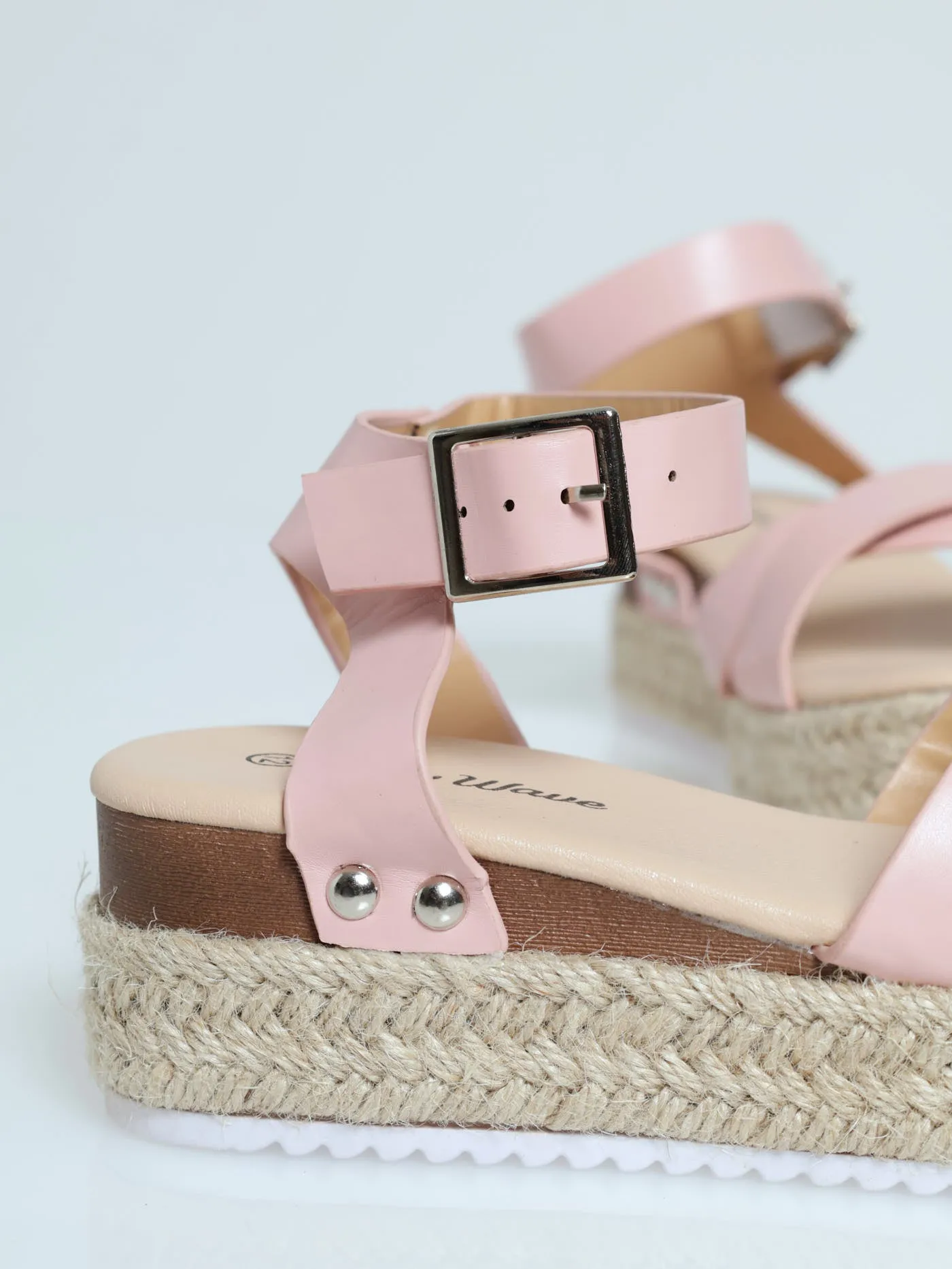 Girls Crossover Espadrille Wedge - Blush