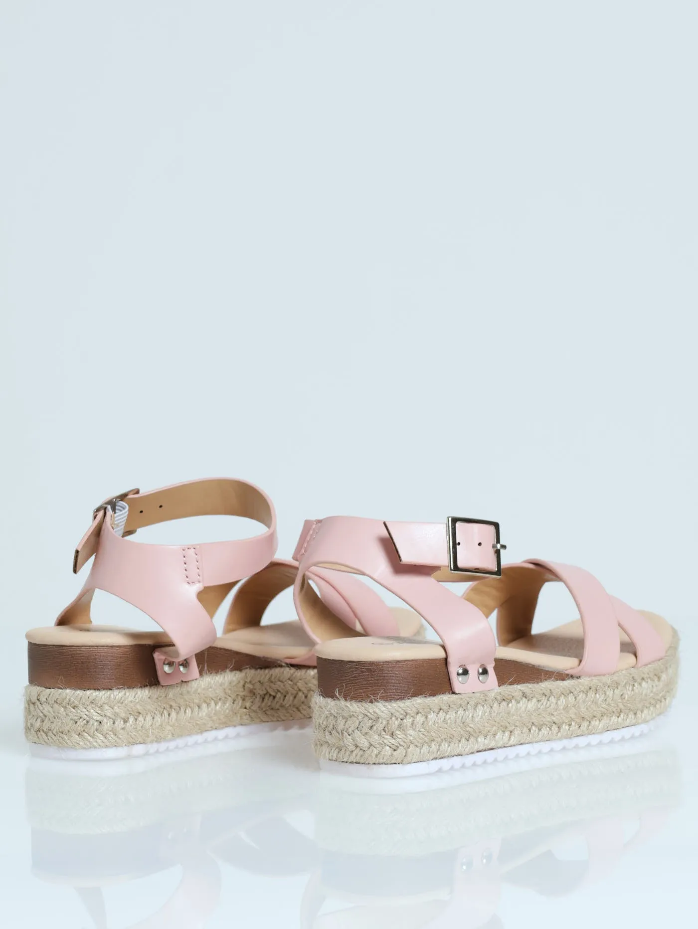 Girls Crossover Espadrille Wedge - Blush
