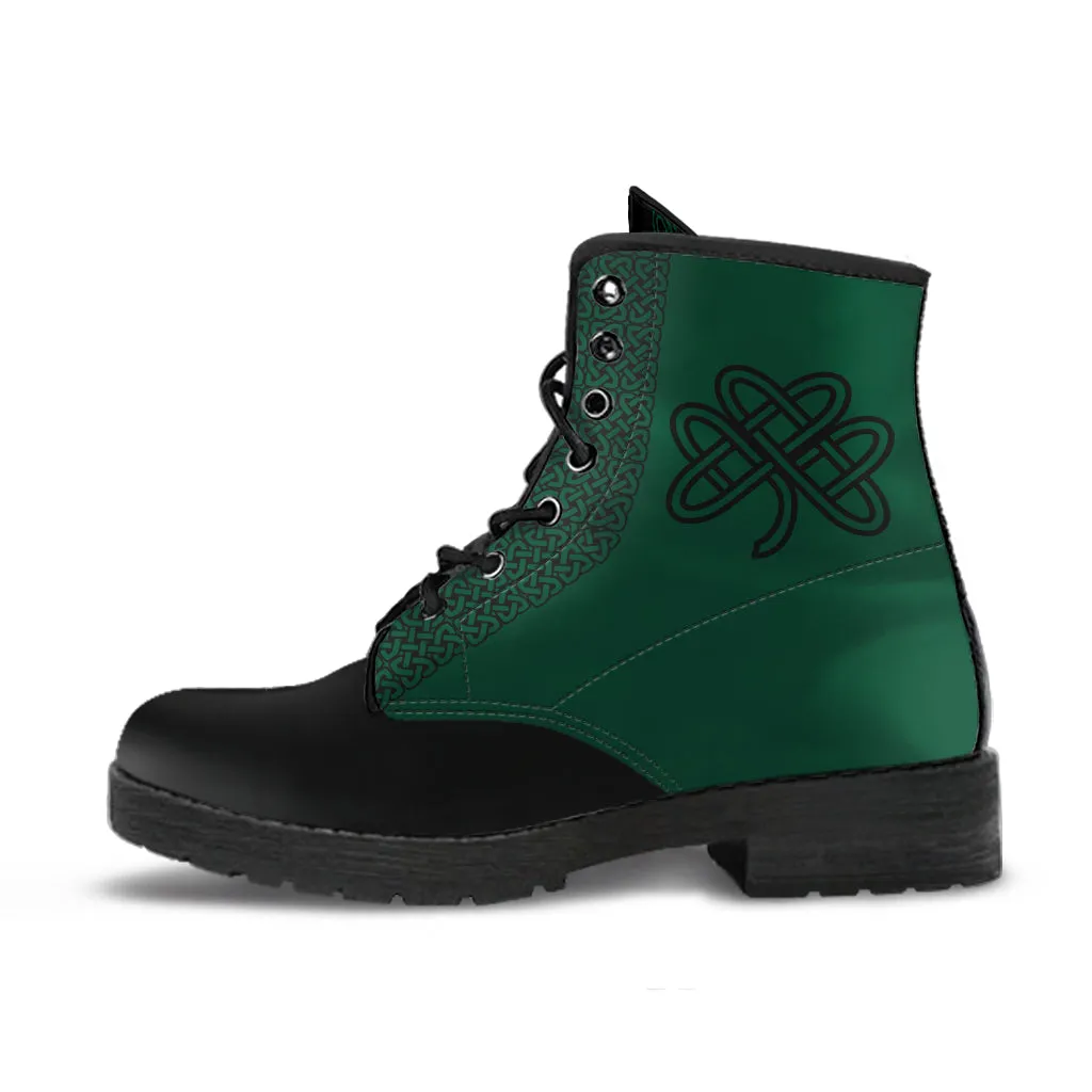 Green Celtic Clover Vegan Boots Mens Womens