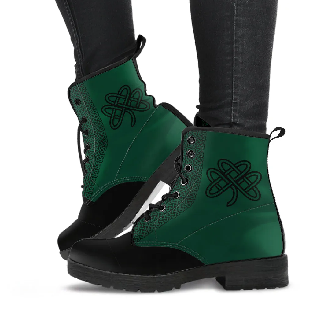 Green Celtic Clover Vegan Boots Mens Womens