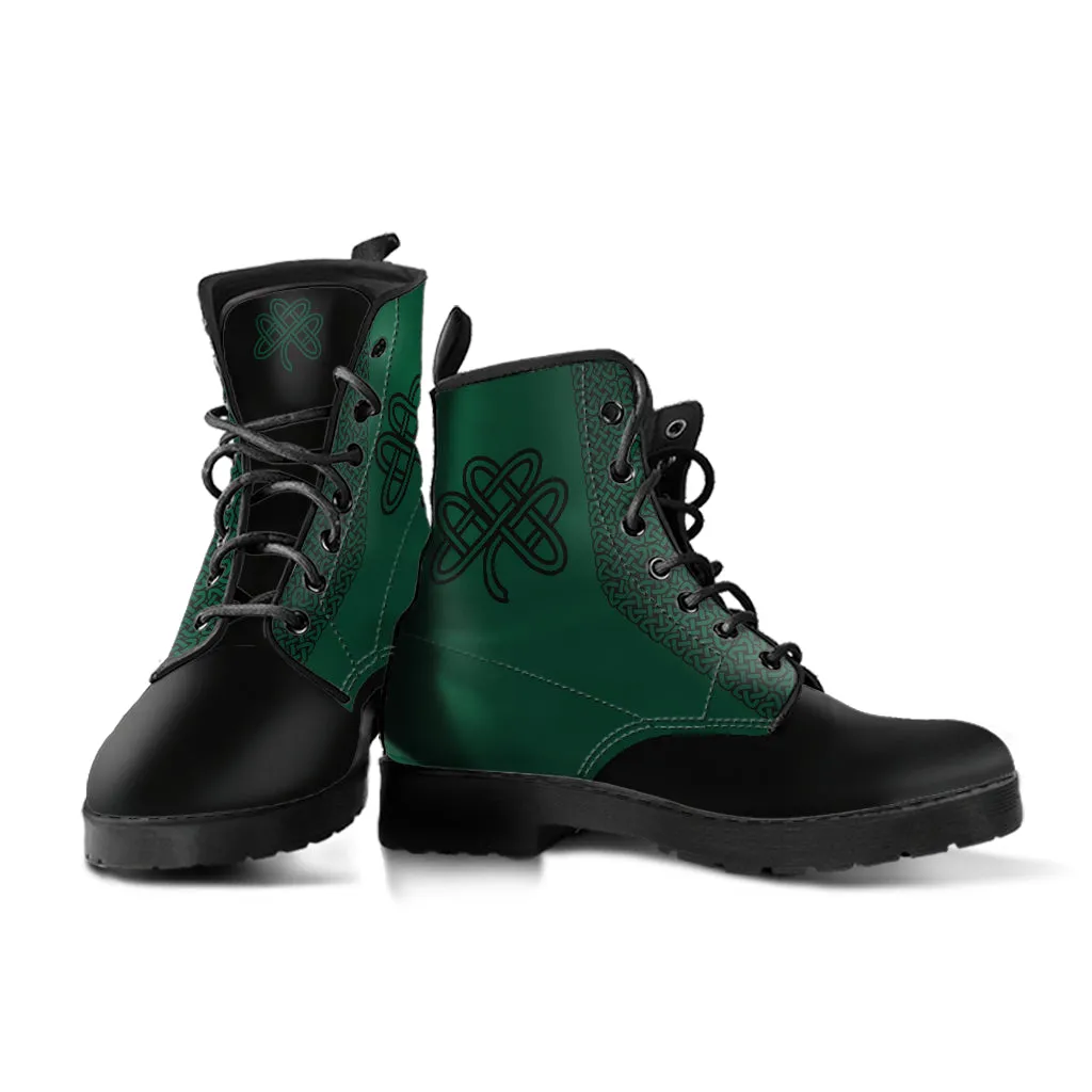Green Celtic Clover Vegan Boots Mens Womens