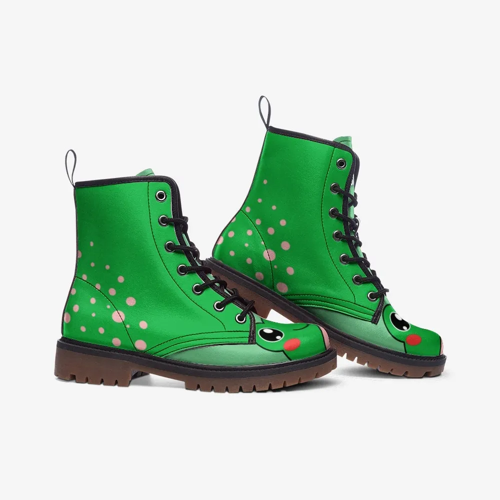 Green Frog Vegan Leather Unisex Boots