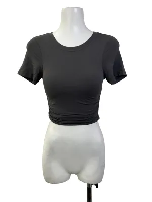 Grey Ruched Cropped T-Shirt