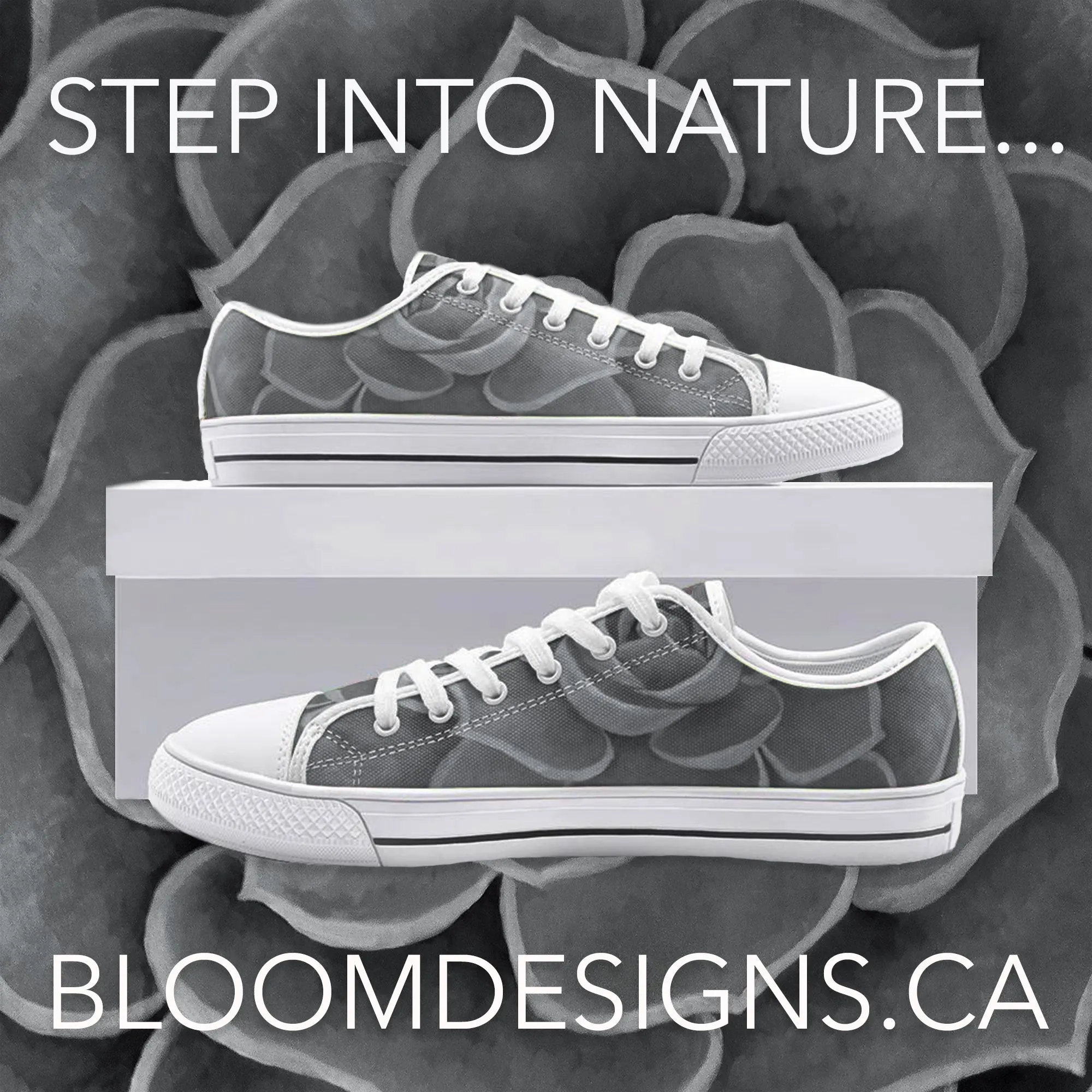 Grey Succulent Low-top Sneakers
