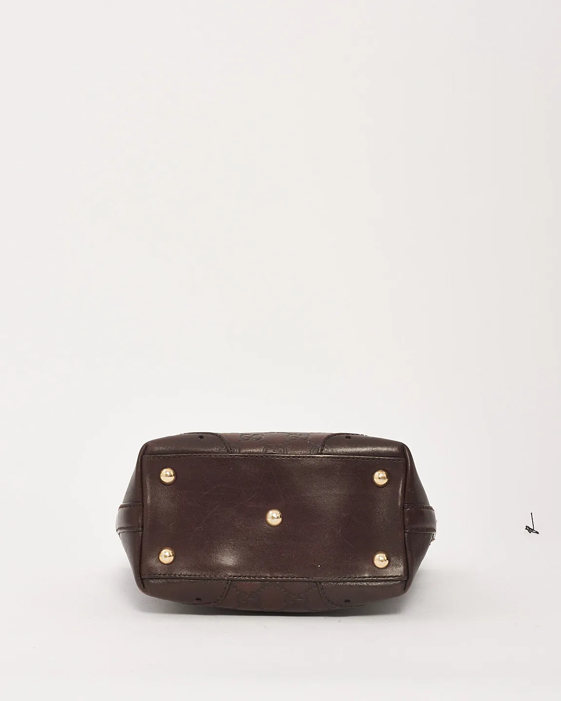 Gucci Brown Signature G Embossed Leather Small Punch Tote