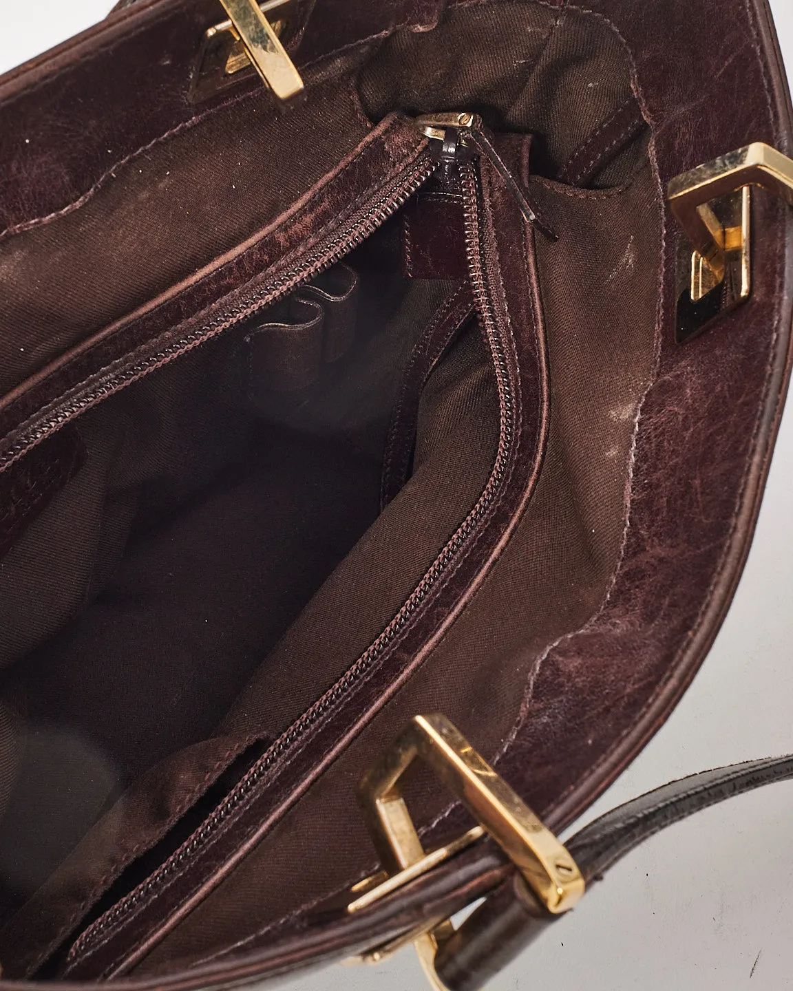 Gucci Brown Signature G Embossed Leather Small Punch Tote