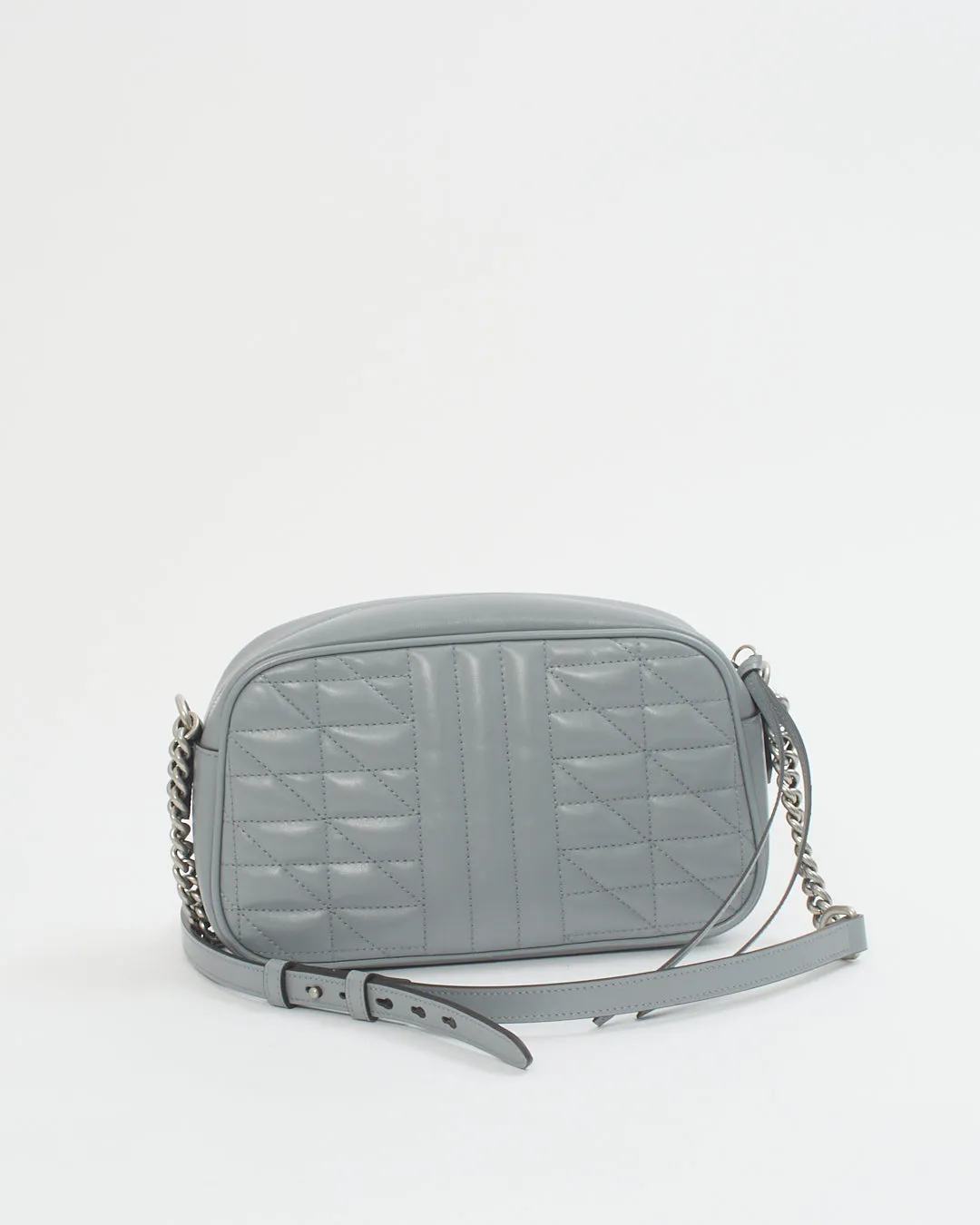 Gucci Grey Leather Marmont Matelasse Small Shoulder Bag