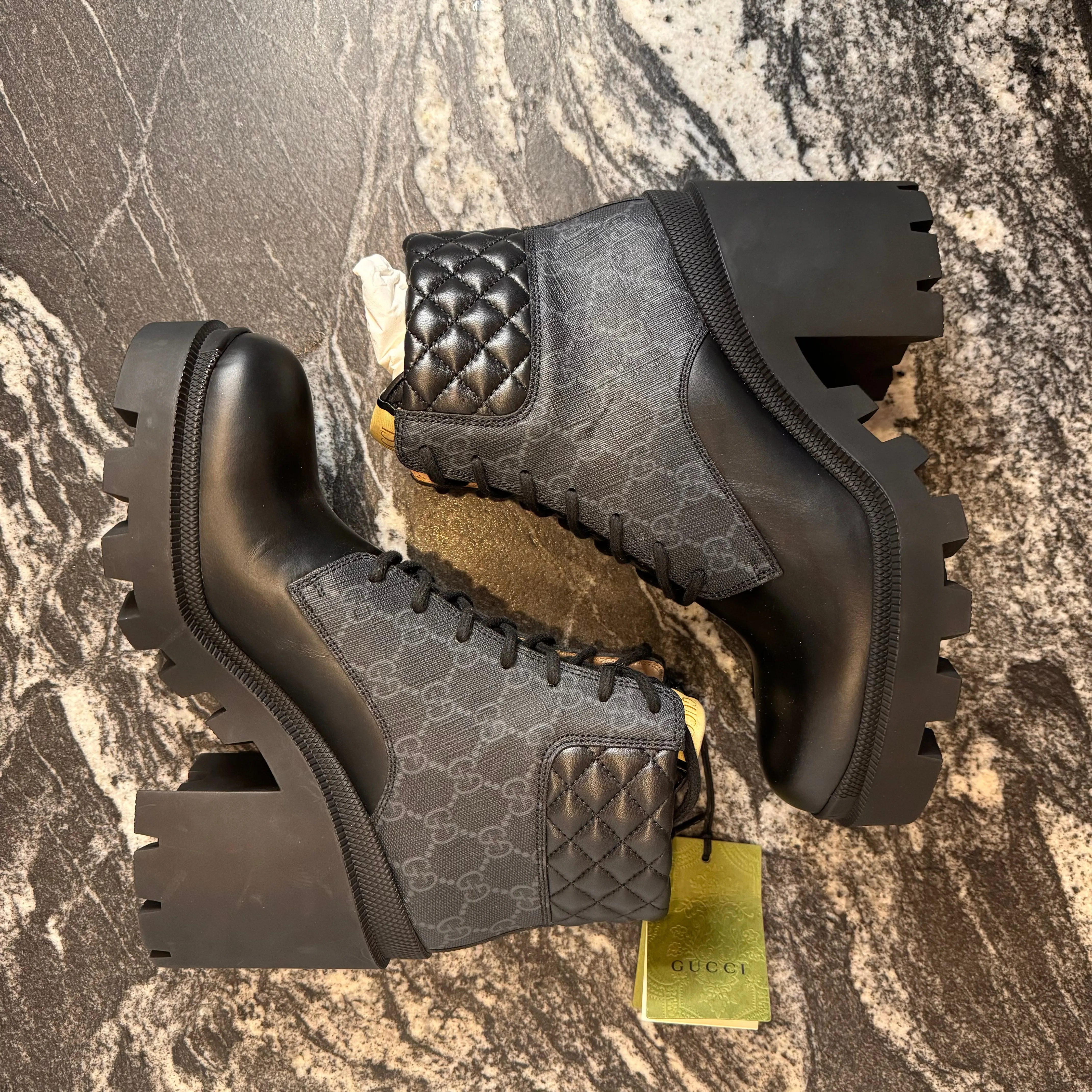 Gucci Quilted Monogram Combat Boots Size 39EU/8.5-9 Women’s New