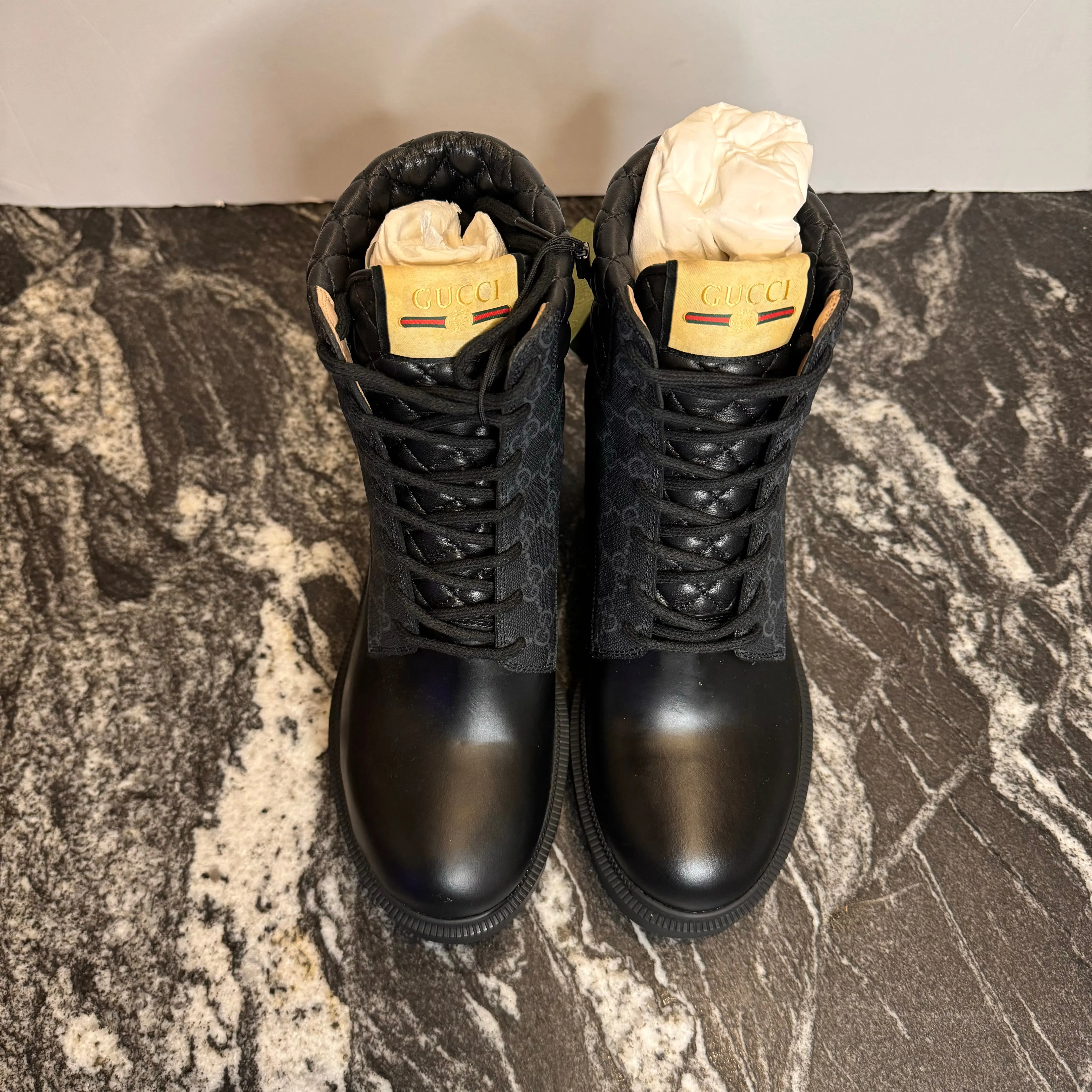 Gucci Quilted Monogram Combat Boots Size 39EU/8.5-9 Women’s New