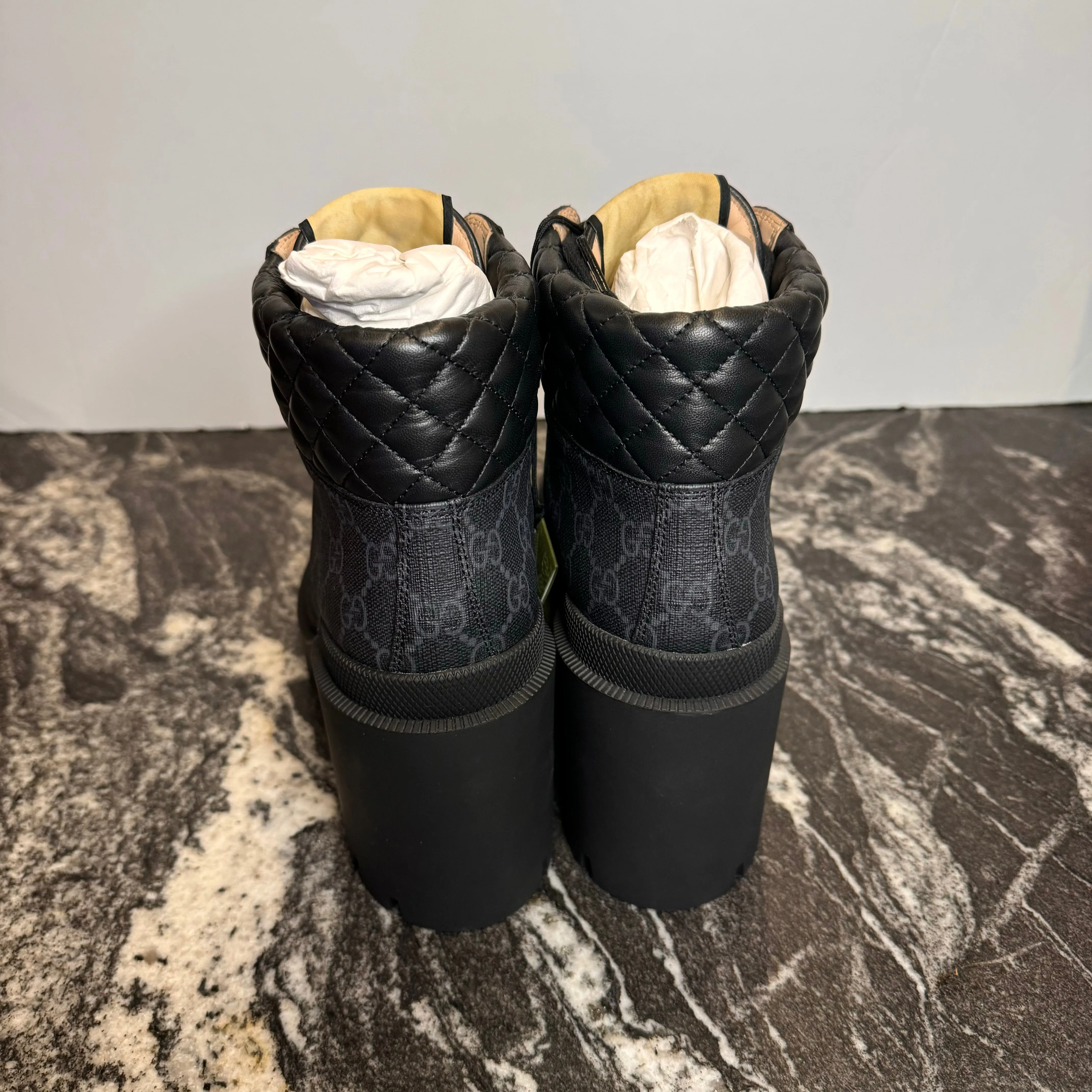 Gucci Quilted Monogram Combat Boots Size 39EU/8.5-9 Women’s New