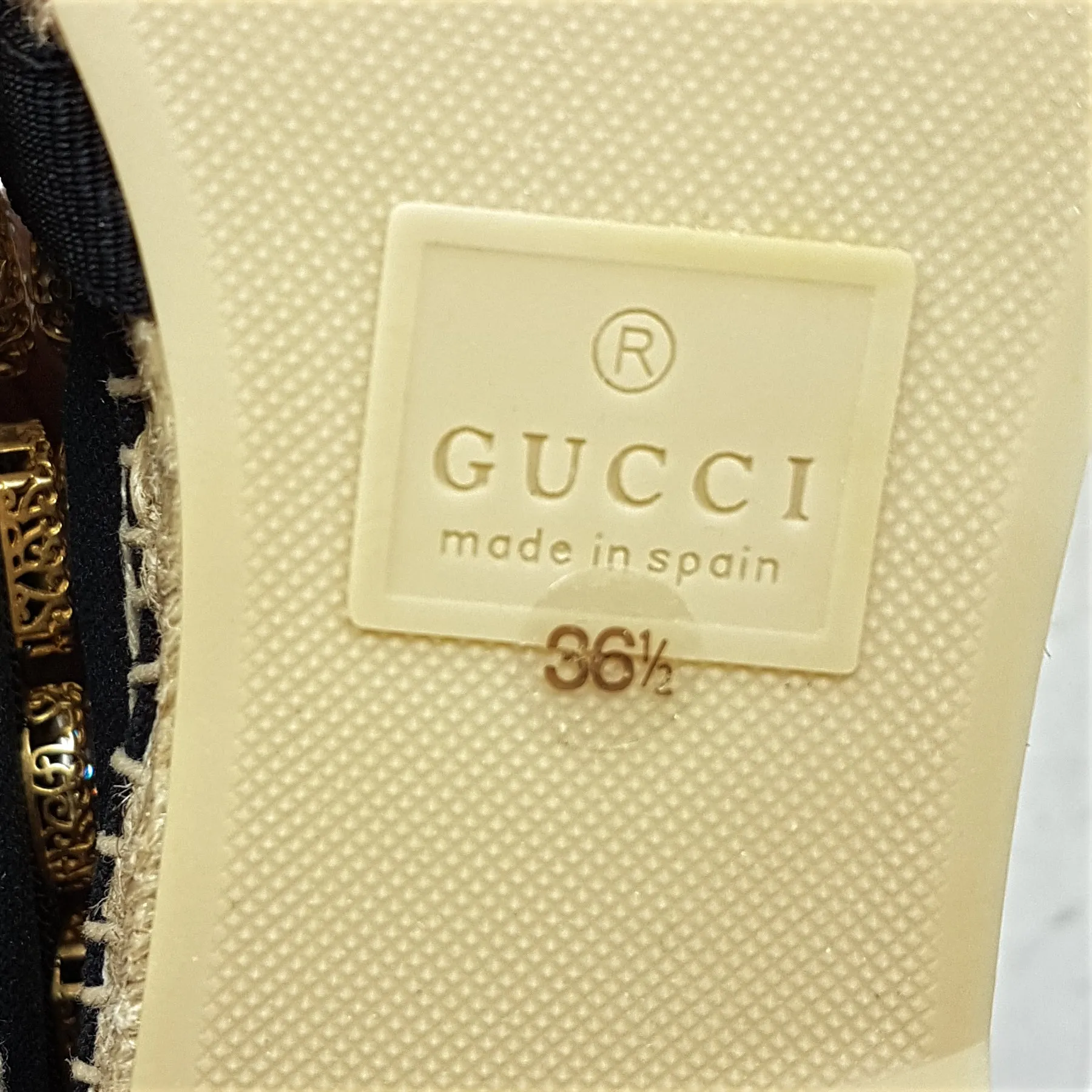 Gucci Shoes Black Fabric Crystal Embellished Round Toe Pepita Espadrille Flats Size EU 36.5