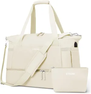 Gym Bag with Shoes Compartment and USB Charging Port, Weekend Travel Bag