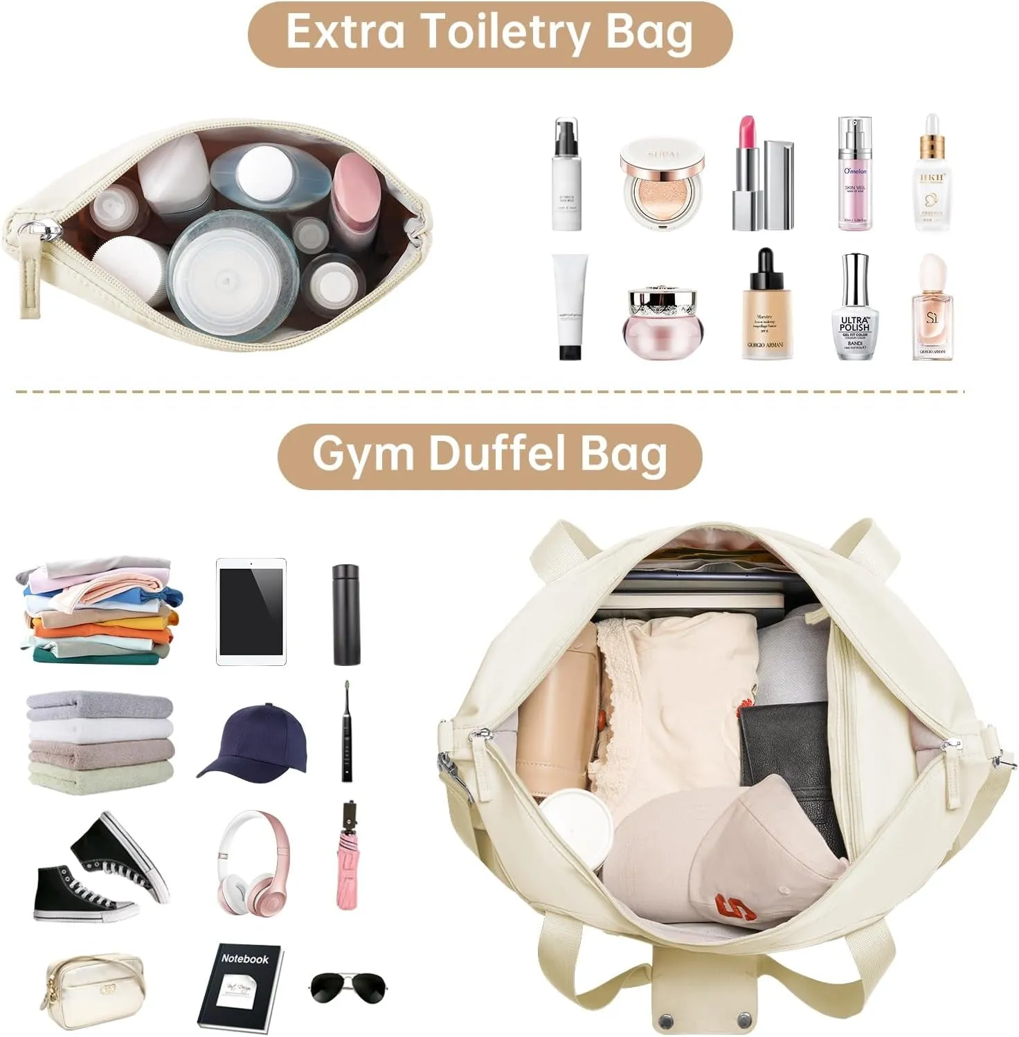 Gym Bag with Shoes Compartment and USB Charging Port, Weekend Travel Bag