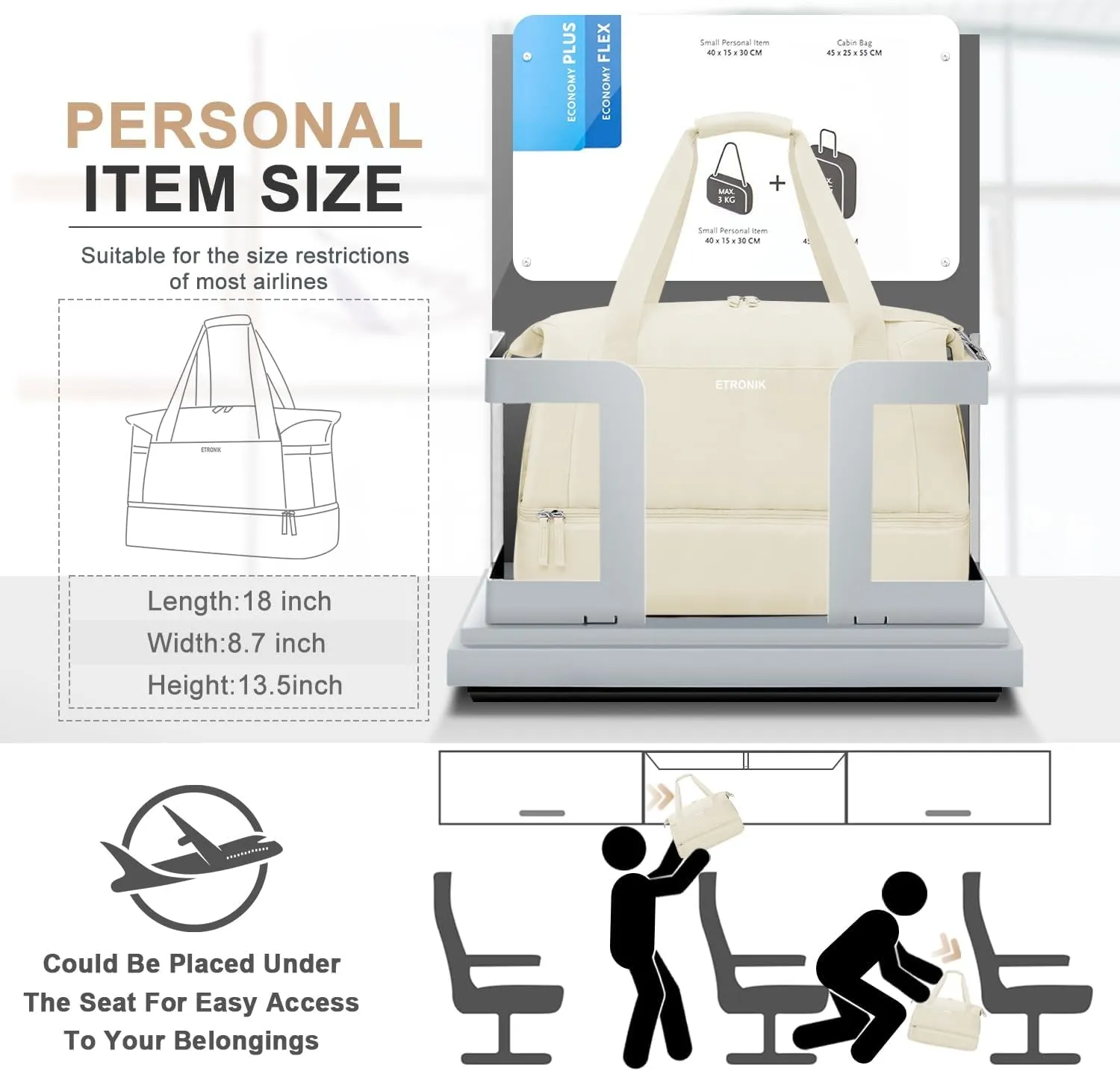 Gym Bag with Shoes Compartment and USB Charging Port, Weekend Travel Bag
