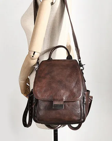 Handmade Convertible Leather Backpacks Bag Womens Best Leather Shoulder Purse School Rucksack