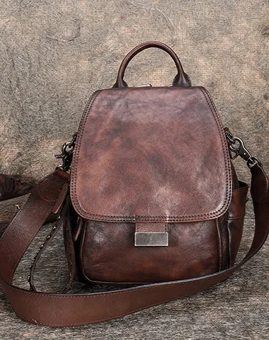 Handmade Convertible Leather Backpacks Bag Womens Best Leather Shoulder Purse School Rucksack