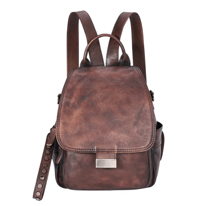 Handmade Convertible Leather Backpacks Bag Womens Best Leather Shoulder Purse School Rucksack