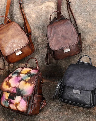 Handmade Convertible Leather Backpacks Bag Womens Best Leather Shoulder Purse School Rucksack