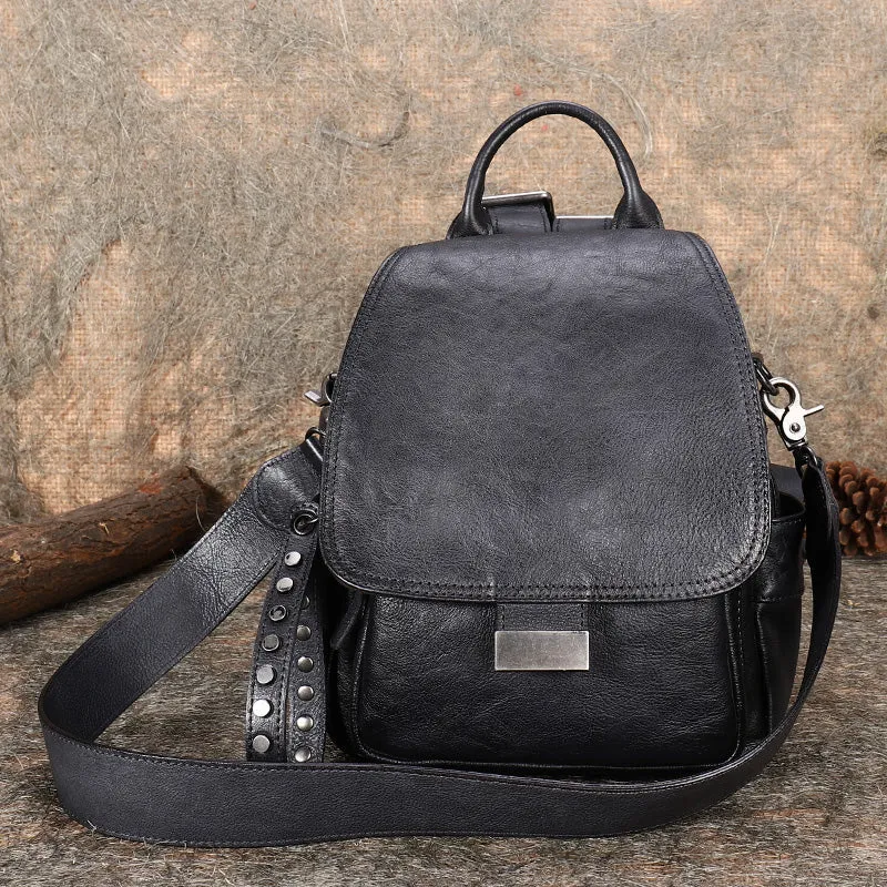 Handmade Convertible Leather Backpacks Bag Womens Best Leather Shoulder Purse School Rucksack