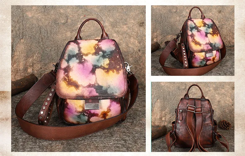 Handmade Convertible Leather Backpacks Bag Womens Best Leather Shoulder Purse School Rucksack