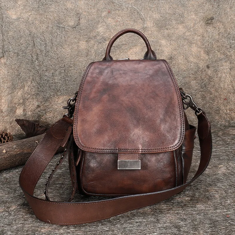 Handmade Convertible Leather Backpacks Bag Womens Best Leather Shoulder Purse School Rucksack