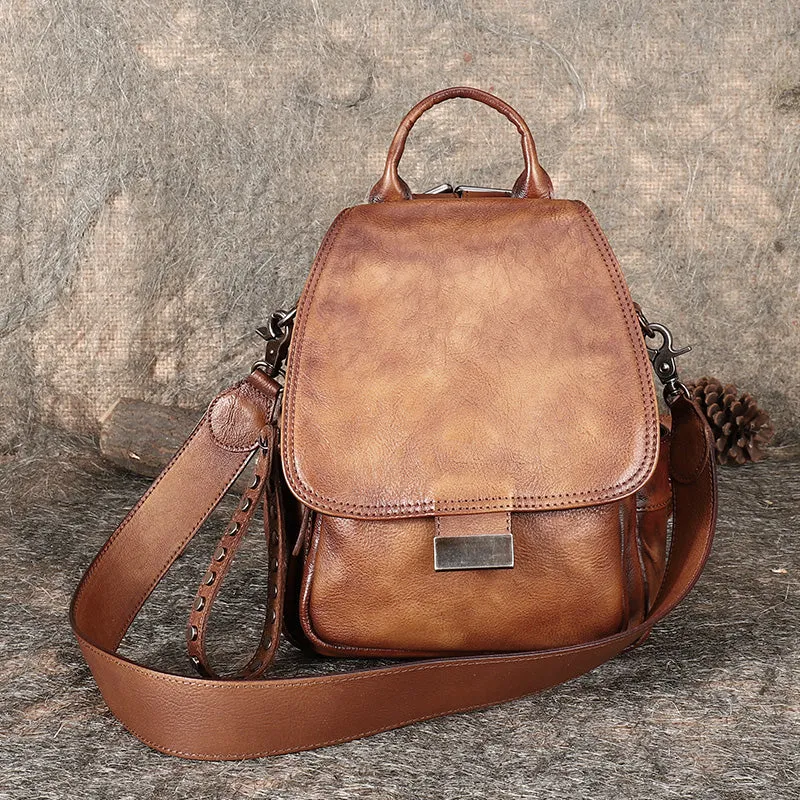 Handmade Convertible Leather Backpacks Bag Womens Best Leather Shoulder Purse School Rucksack