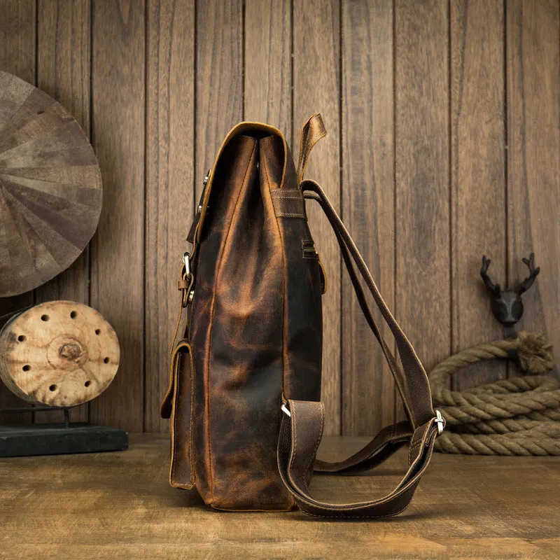 Handmade Leather Backpack Purse, Vintage Backpacks, School Backpacks