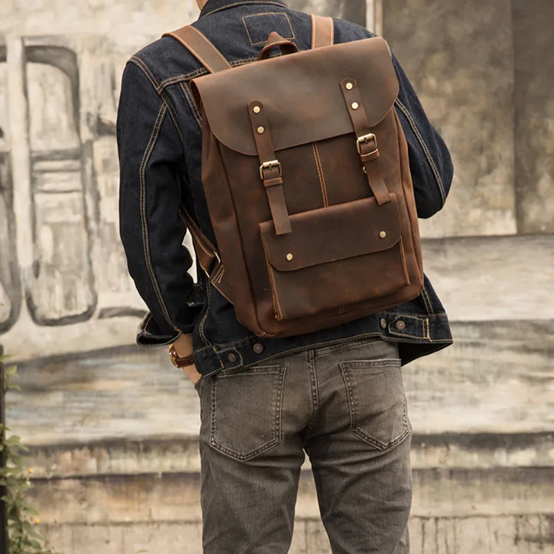Handmade Leather Backpack Purse, Vintage Backpacks, School Backpacks