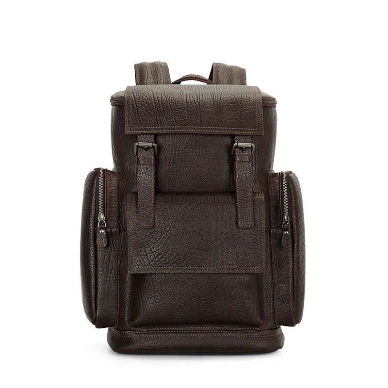 Handmade Vintage Top-Loader Zipper Full-Grain Leather Backpack