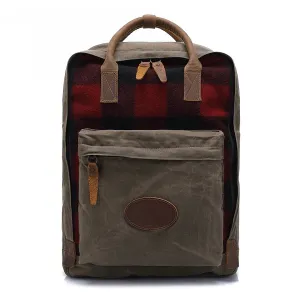 Handmade Vintage Waxed Canvas Leather Travel Backpack