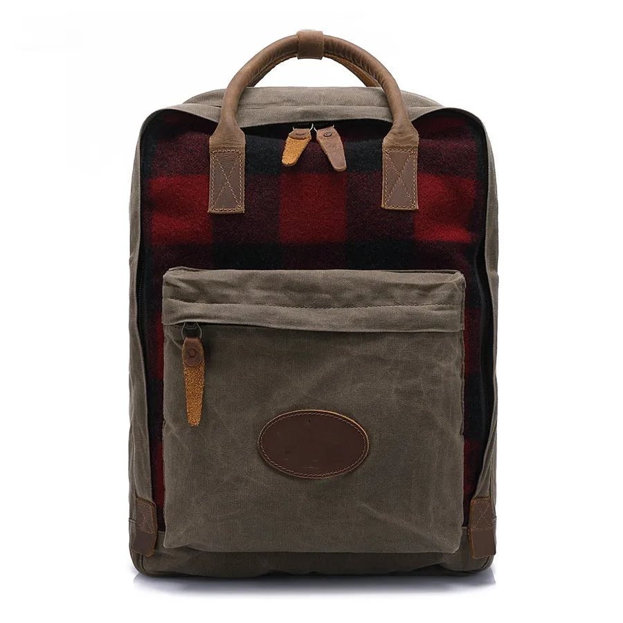 Handmade Vintage Waxed Canvas Leather Travel Backpack