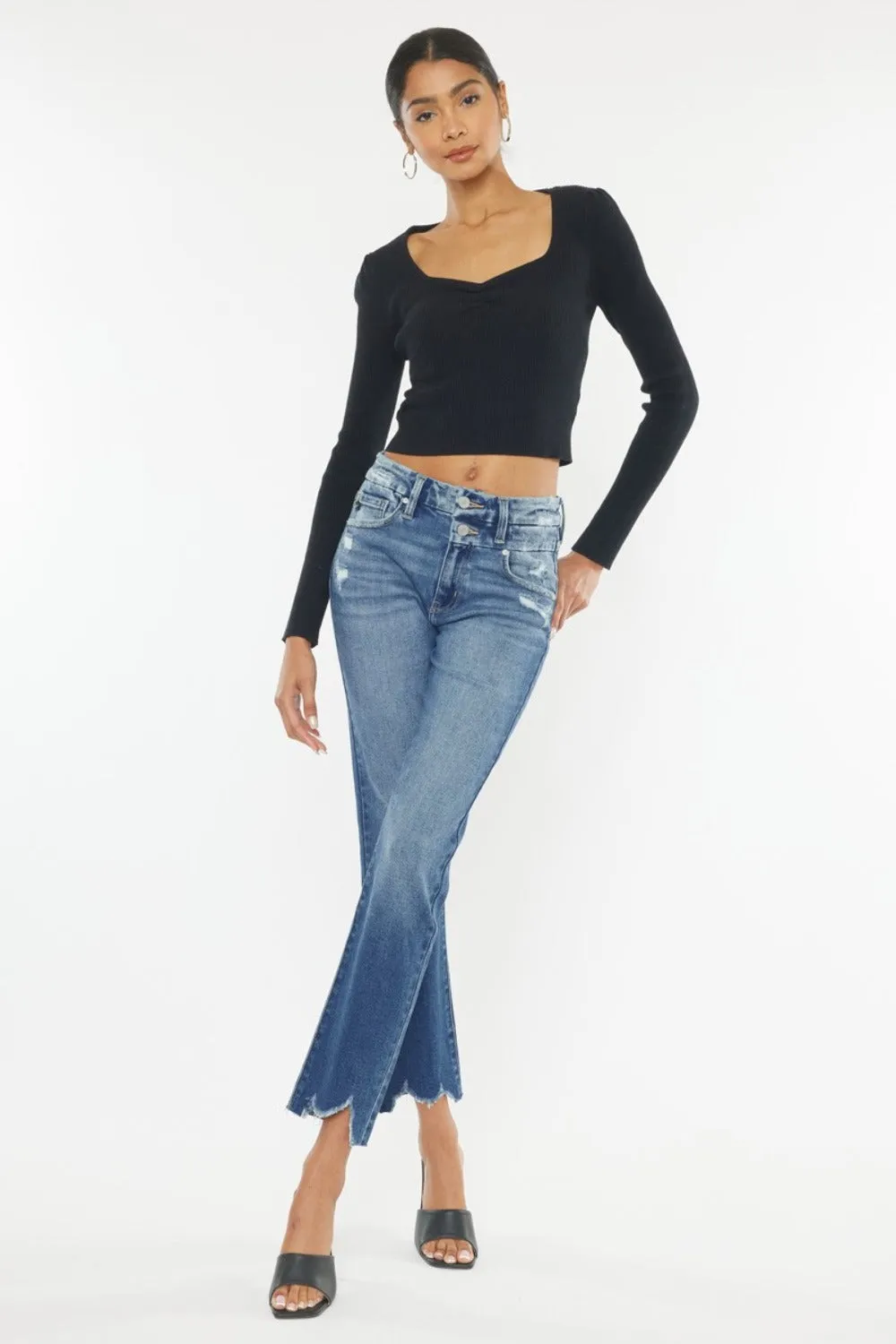 Hazel Blues® |  Kancan High Rise Wide Waistband Slim Straight Jeans