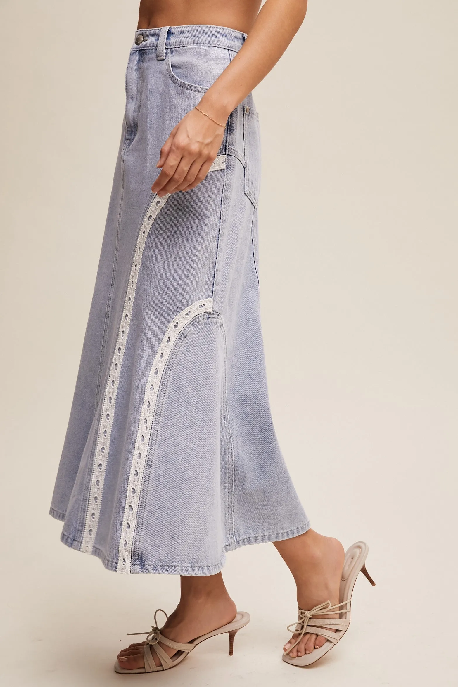 Heart Lace Denim Skirt