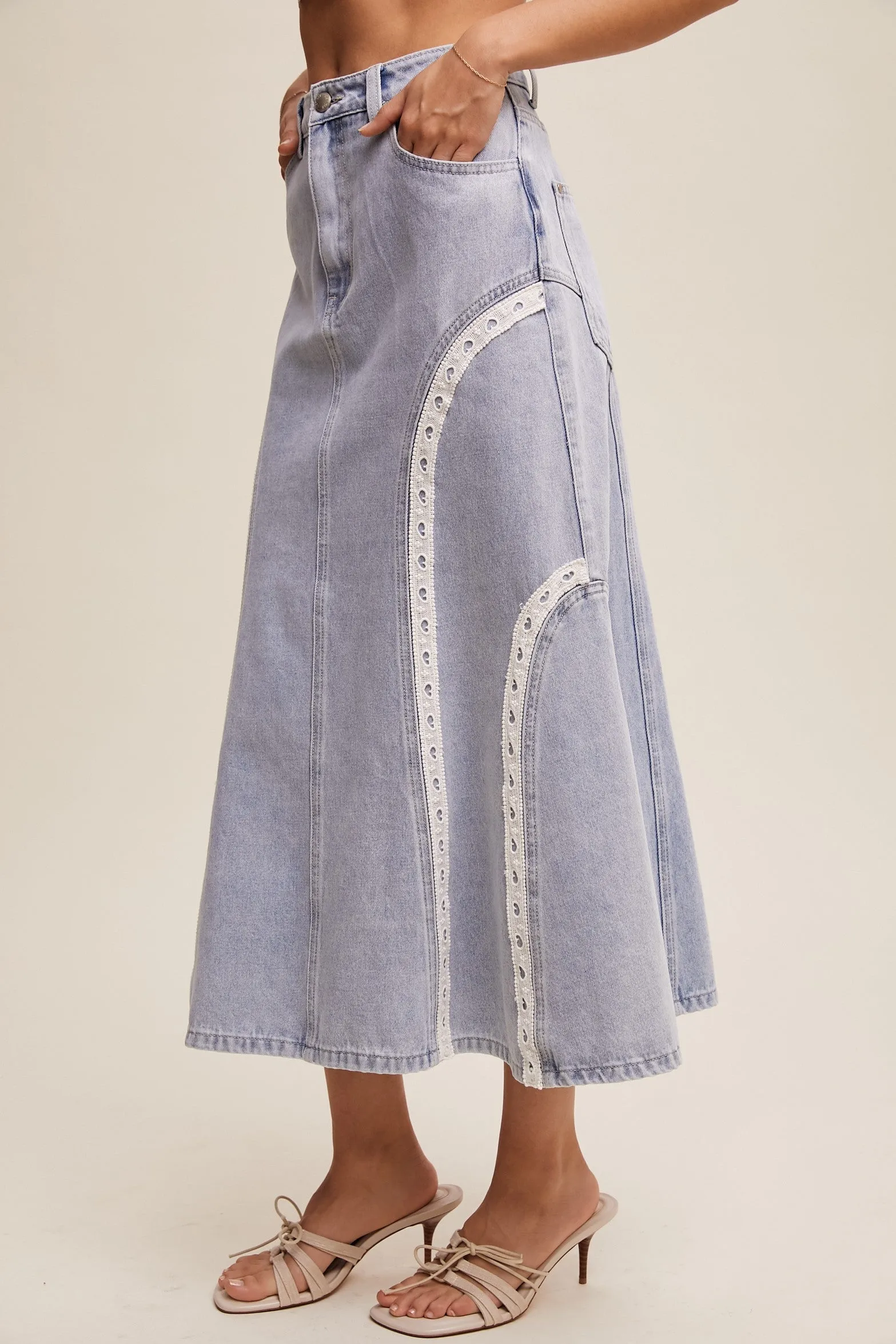 Heart Lace Denim Skirt