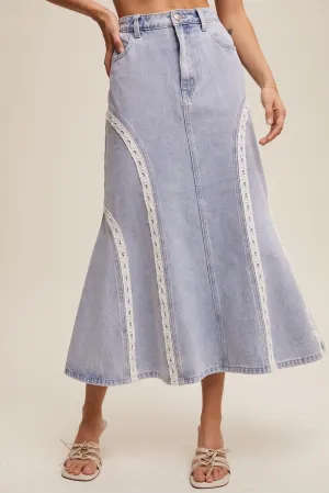 Heart Lace Denim Skirt