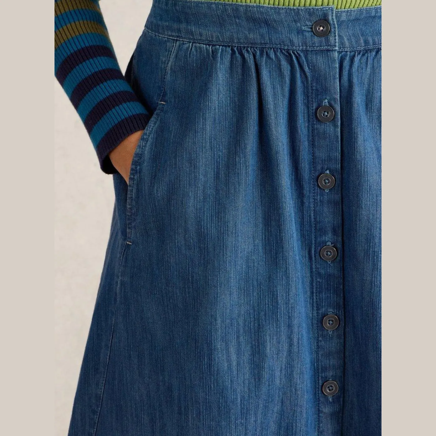 Heather Denim Midi Skirt