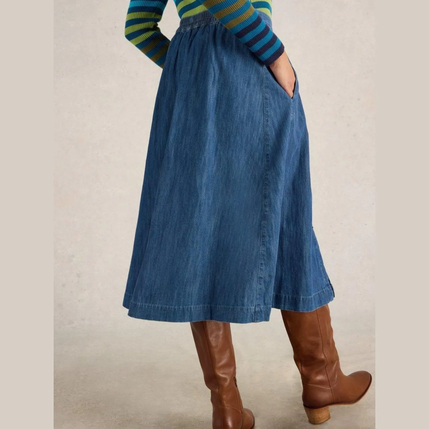 Heather Denim Midi Skirt