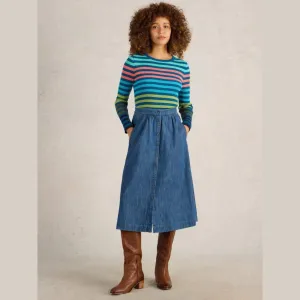 Heather Denim Midi Skirt