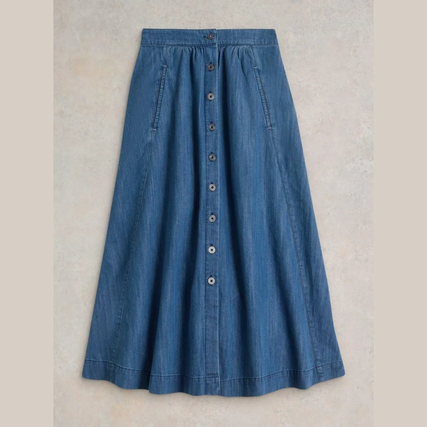 Heather Denim Midi Skirt