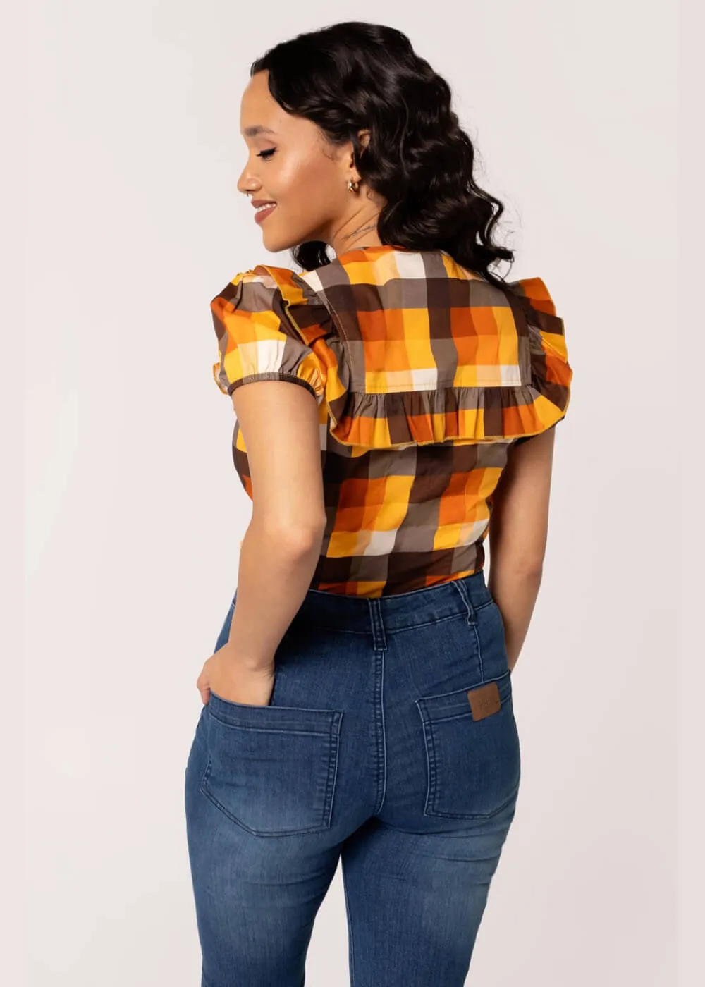 Hell Bunny Darlene 40's Check Blouse Multi