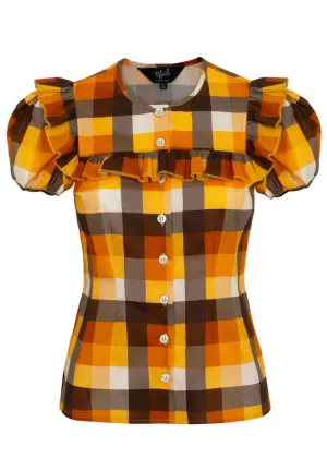Hell Bunny Darlene 40's Check Blouse Multi