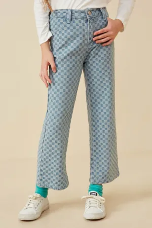 High Rise Boot Cut Checkered Jeans