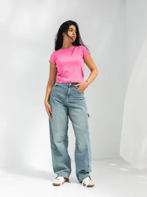 High Waist Light Wash Baggy Jeans