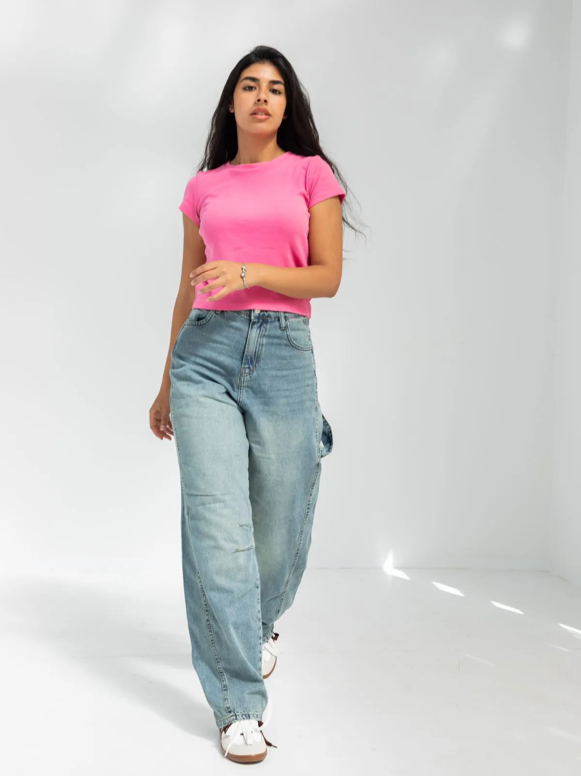 High Waist Light Wash Baggy Jeans